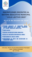 INSCRIPCIONES DOCENTES AL SISTEMA EDUCATIVO MUNICIPAL “CICLO LECTIVO 2025”.